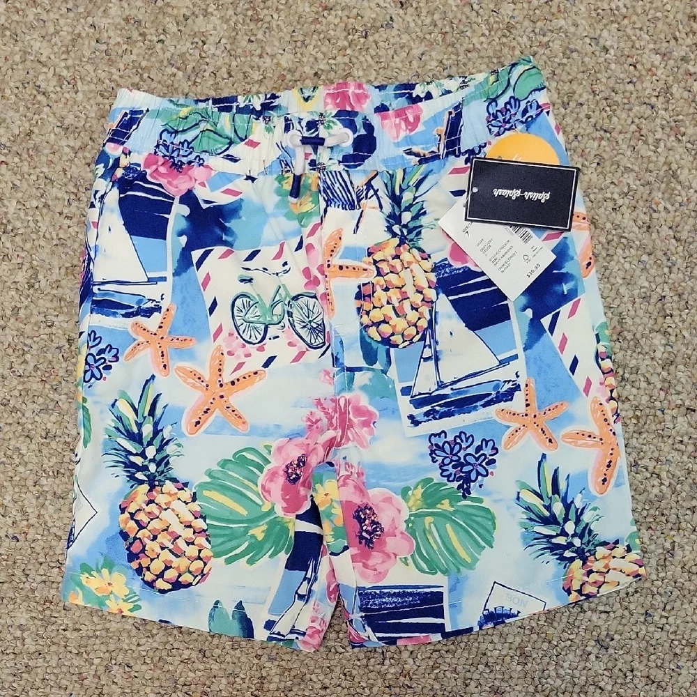 Gymboree Splish Splash Boy's Tropical Pineapple Print Swim Trunks Sz 7. New Swim